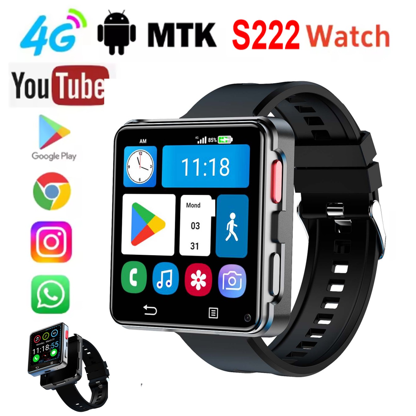 Watch Smartwatch - Montre connectée S222 4G avec carte